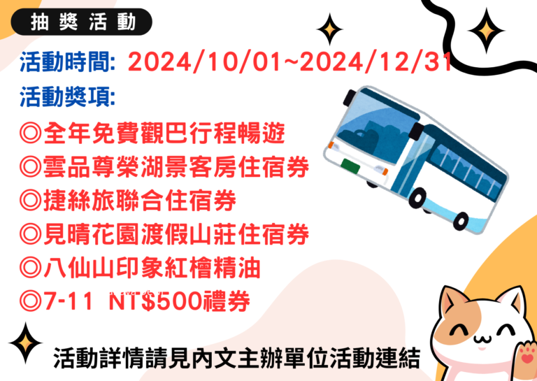 【台灣觀巴】「台灣觀巴－你是哪類型旅遊玩家」臉書留言抽獎活動